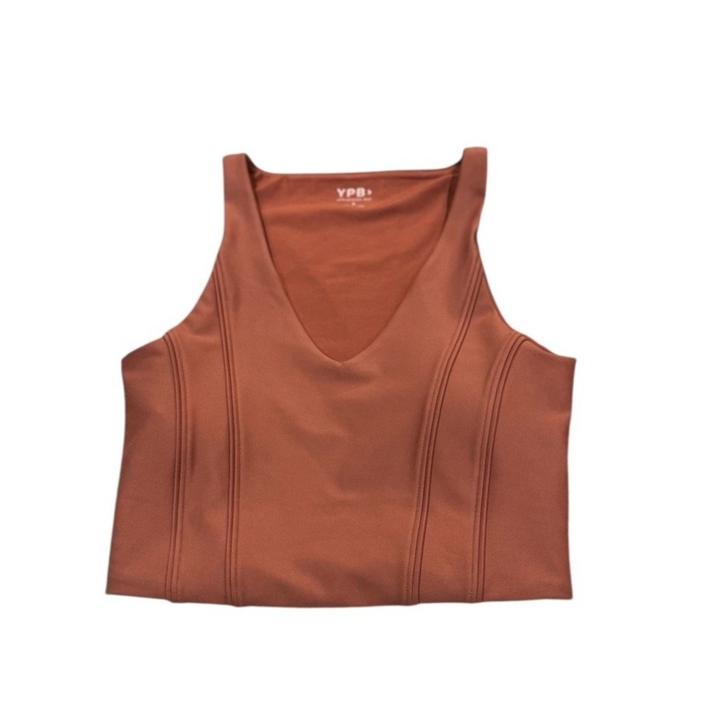 YPB Abercrombie sculptLUX Slim V-Neck Tank Women's Size S Burnt Orange Athletic